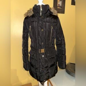 Michael Kors Black Puffer Jacket with Fur Hood